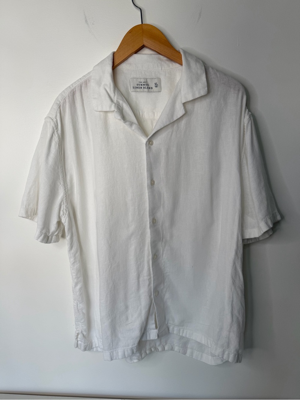 Abercrombie & Fitch Summer Linen Blend Short Sleeve Button Up Camp Collar Shirt